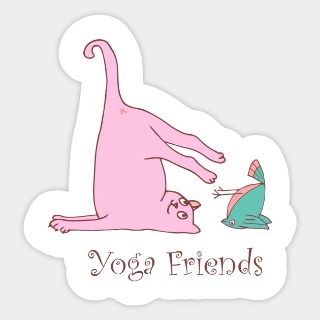 Yoga Friends -Cat & Bird Sticker by BGartmanStudio